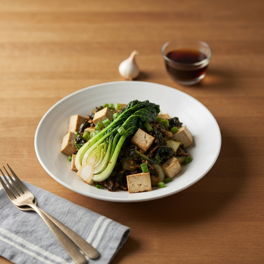 Charred Garlic Bok Choy with Tofu