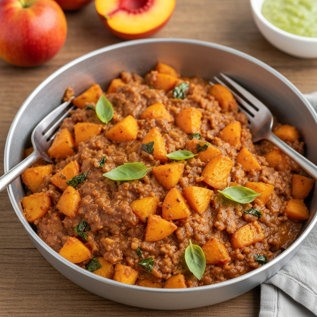 Smoky Peach Basil Chicken Skillet